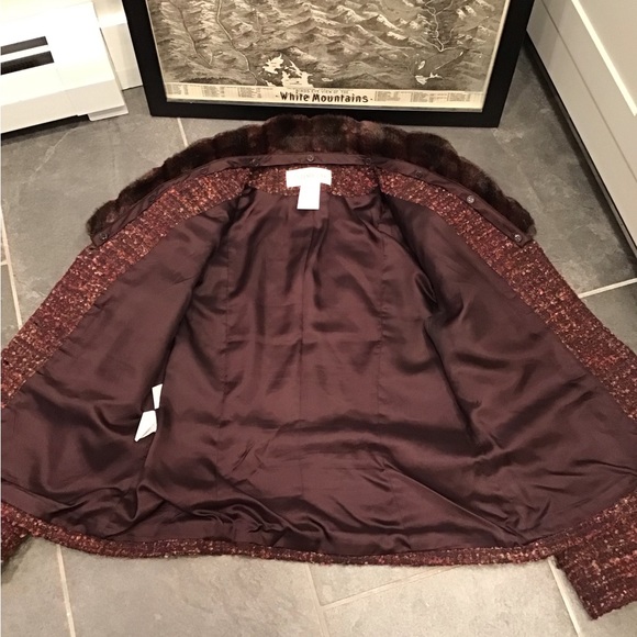 Vintage Jones NY Womens Tweed Wool Blazer Size L Faux Fur Collar Boucle Jacket - Picture 7 of 16